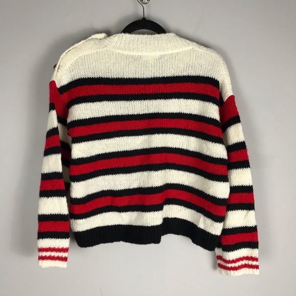 BP. Button Sweater Ivory Caitlyn Stripe Red Sz Small - Picture 8 of 9